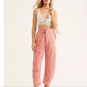 Free People Orange High Waisted Paper Bag Pant S/M